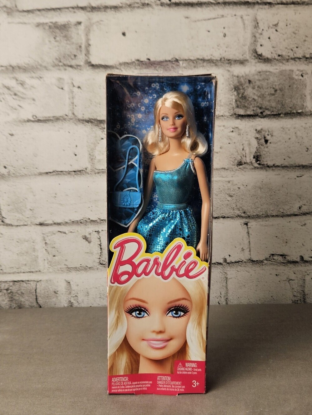 Barbie Mattel Blue Sparkle Party Dress Doll NIB Blonde Fashion Doll